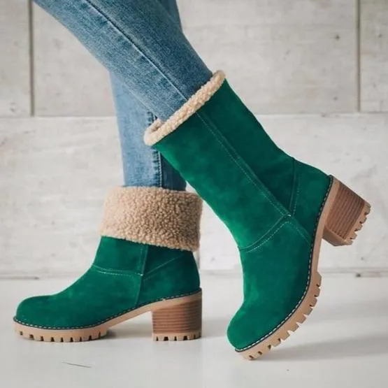 Women's chuky block heel ankle snow boots