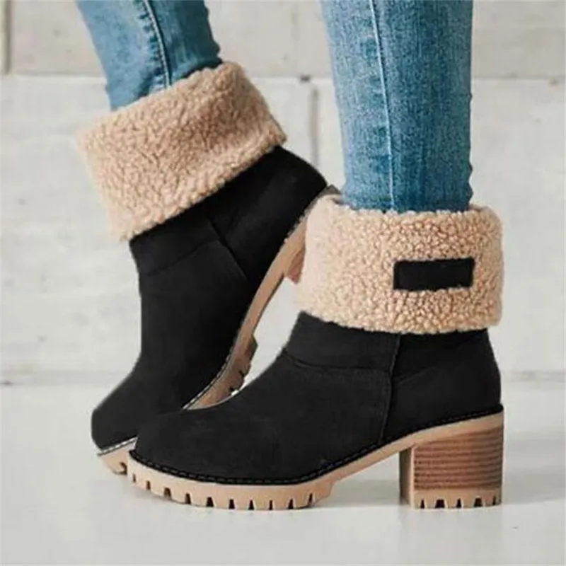 Women's chuky block heel ankle snow boots