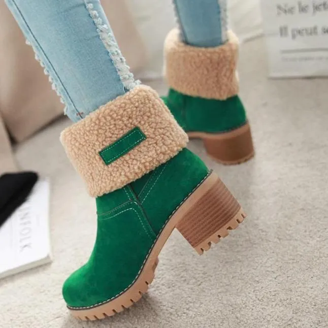 Women's chuky block heel ankle snow boots