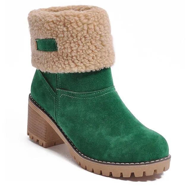 Women's chuky block heel ankle snow boots