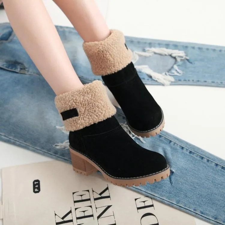 Women's chuky block heel ankle snow boots