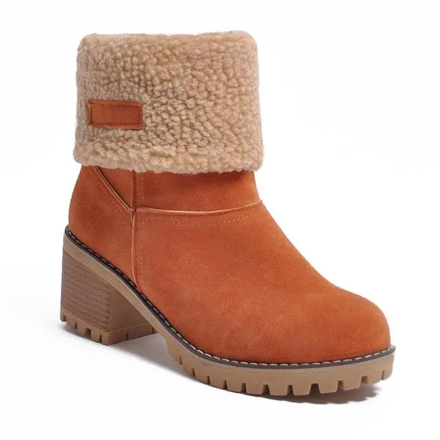 Women's chuky block heel ankle snow boots