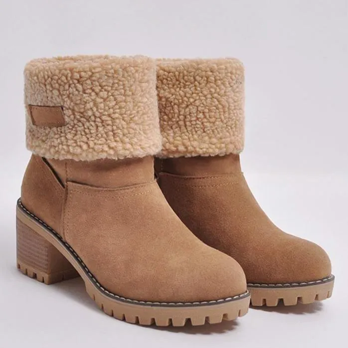 Women's chuky block heel ankle snow boots