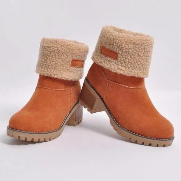 Women's chuky block heel ankle snow boots