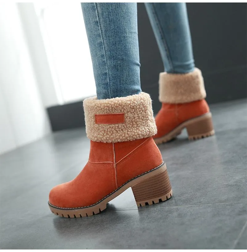 Women's chuky block heel ankle snow boots