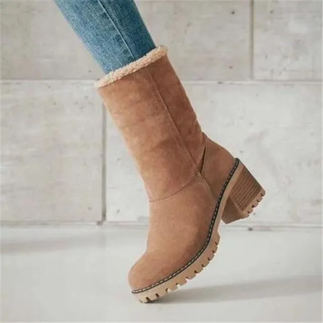 Women's chuky block heel ankle snow boots