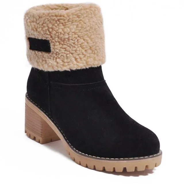 Women's chuky block heel ankle snow boots