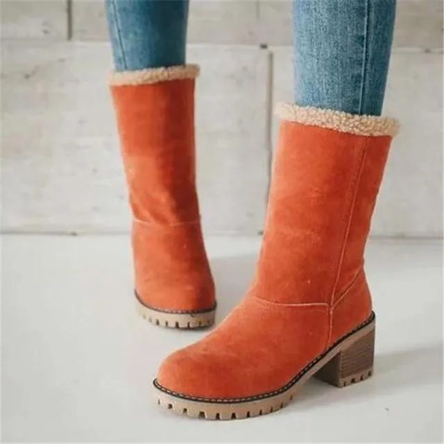 Women's chuky block heel ankle snow boots