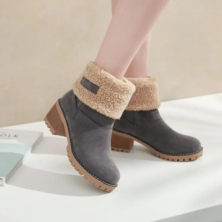 Women's chuky block heel ankle snow boots