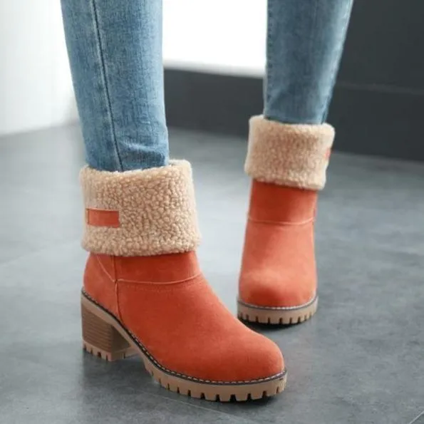 Women's chuky block heel ankle snow boots