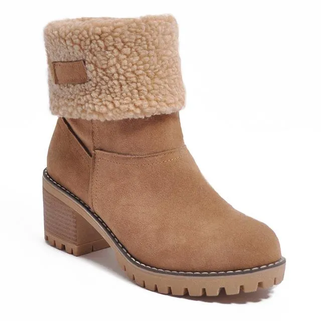 Women's chuky block heel ankle snow boots