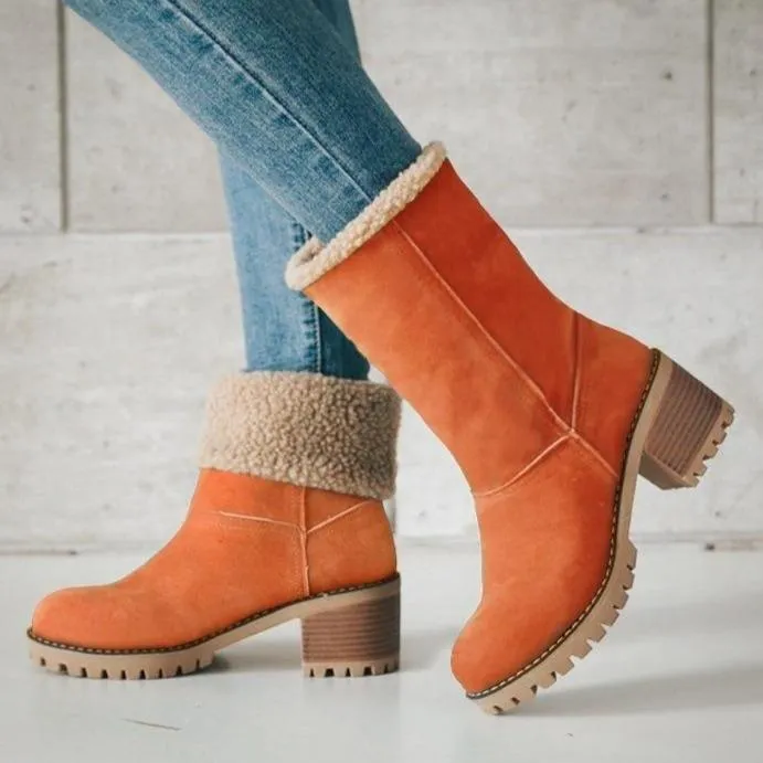 Women's chuky block heel ankle snow boots