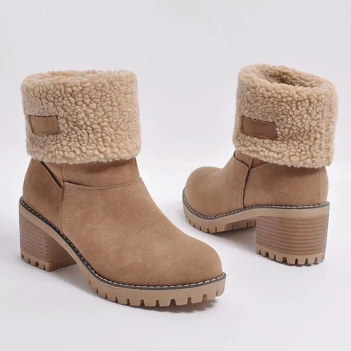 Women's chuky block heel ankle snow boots