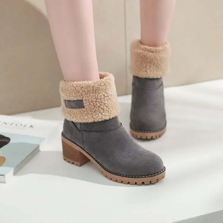 Women's chuky block heel ankle snow boots