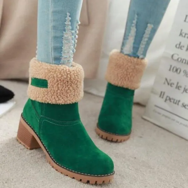 Women's chuky block heel ankle snow boots