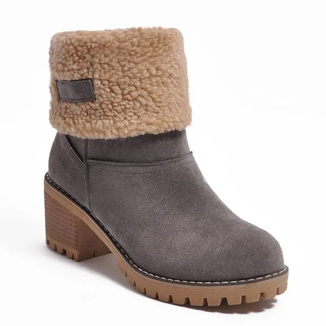 Women's chuky block heel ankle snow boots