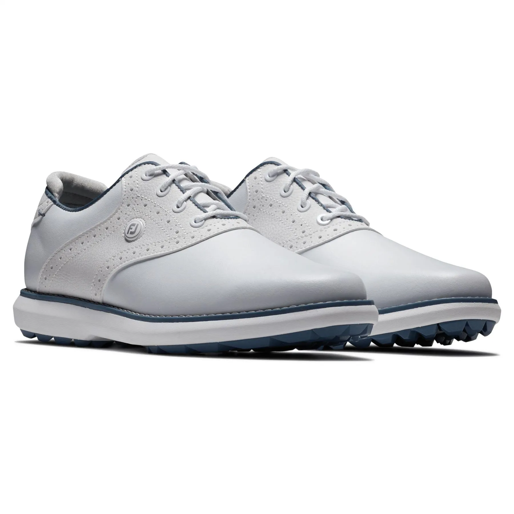 Womens Traditions Spikeless Golf Shoes Cream White/Blue/Grey - AW24